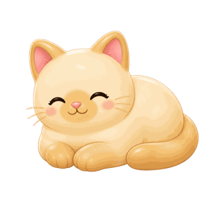 Biscuit, a cream cat loafing with its eyes closed