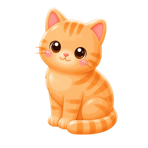 Marmalade, an orange tabby kitten sitting up