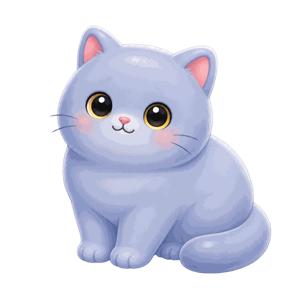 Mochi, a blue-grey cat with golden eyes